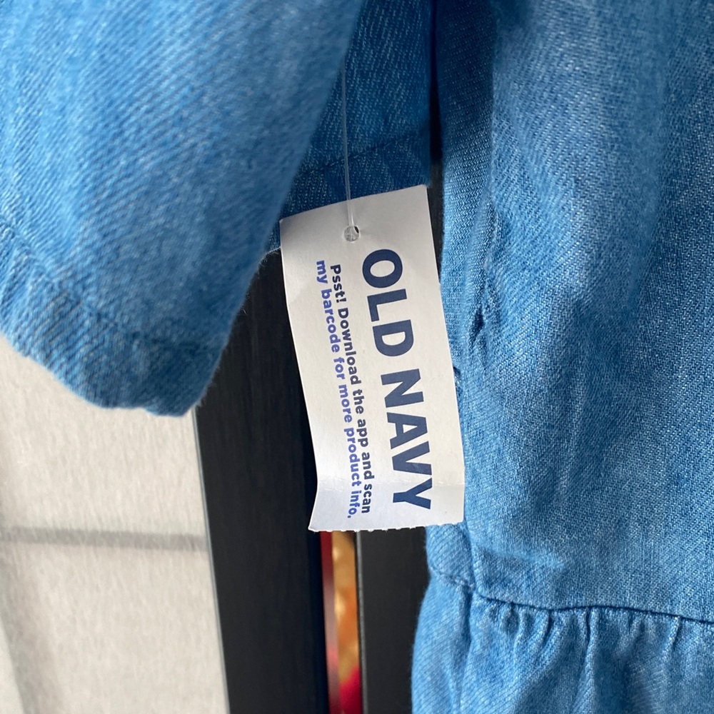NWT Old Navy Waist Defined Puff Sleeve Denim Blue Jumpsuit Size Small - Picture 4 of 8